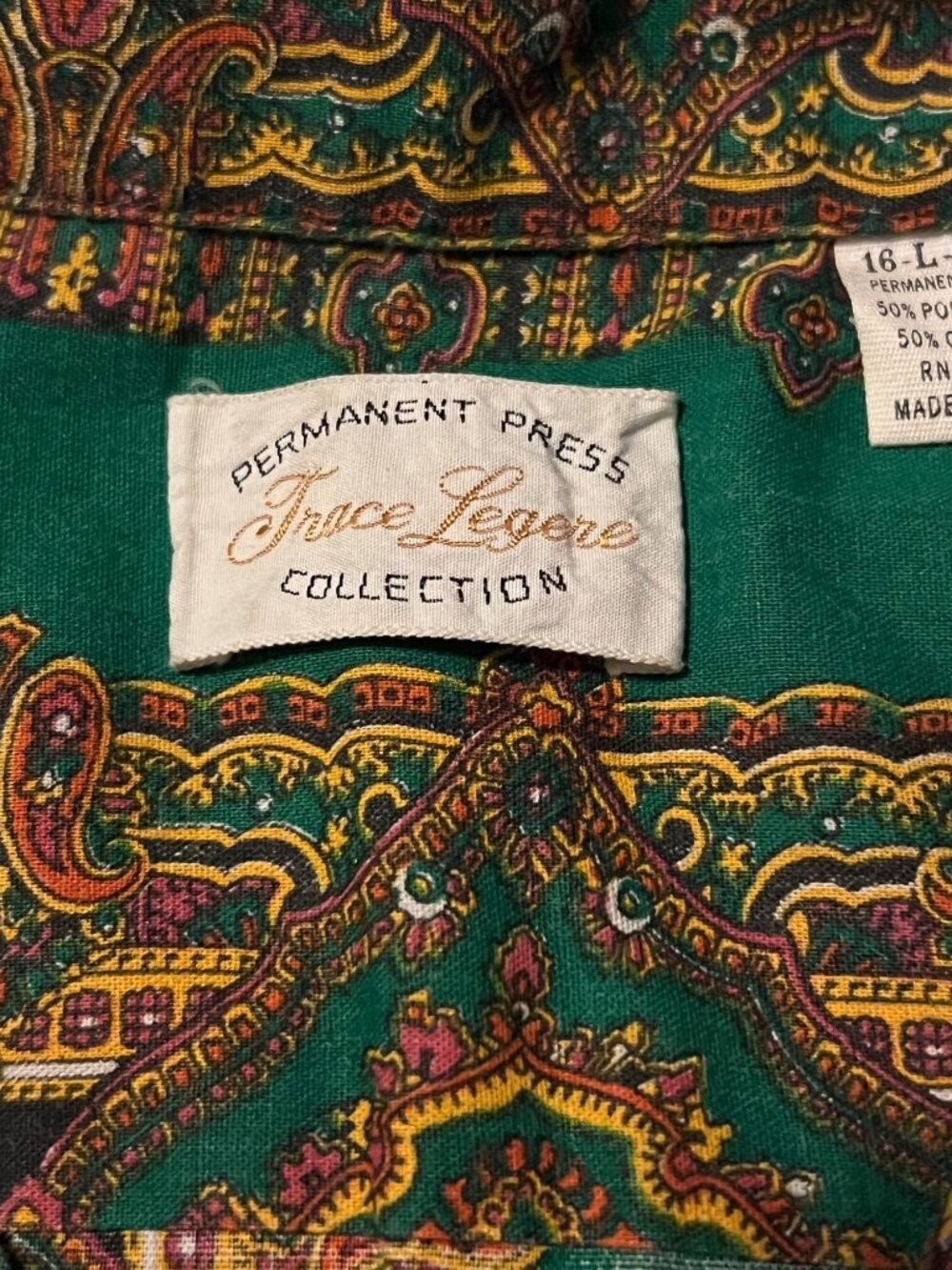 Vintage Trace Legere Collection Mens Shirt Permanent Press Paisley Made in USA - Picture 3 of 9